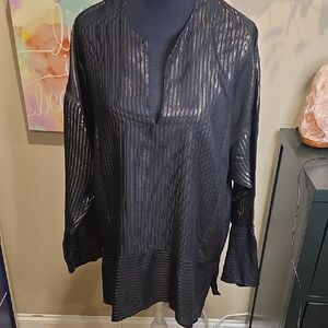 Zara Black Sheer Striped Blouse